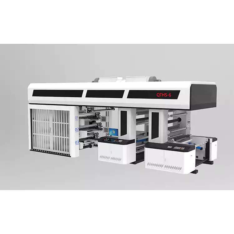 6 Rəngli Servo Sürücü Ötürücü Növü Mərkəzi Drum Flexo Çap Maşını Qolu Tipi